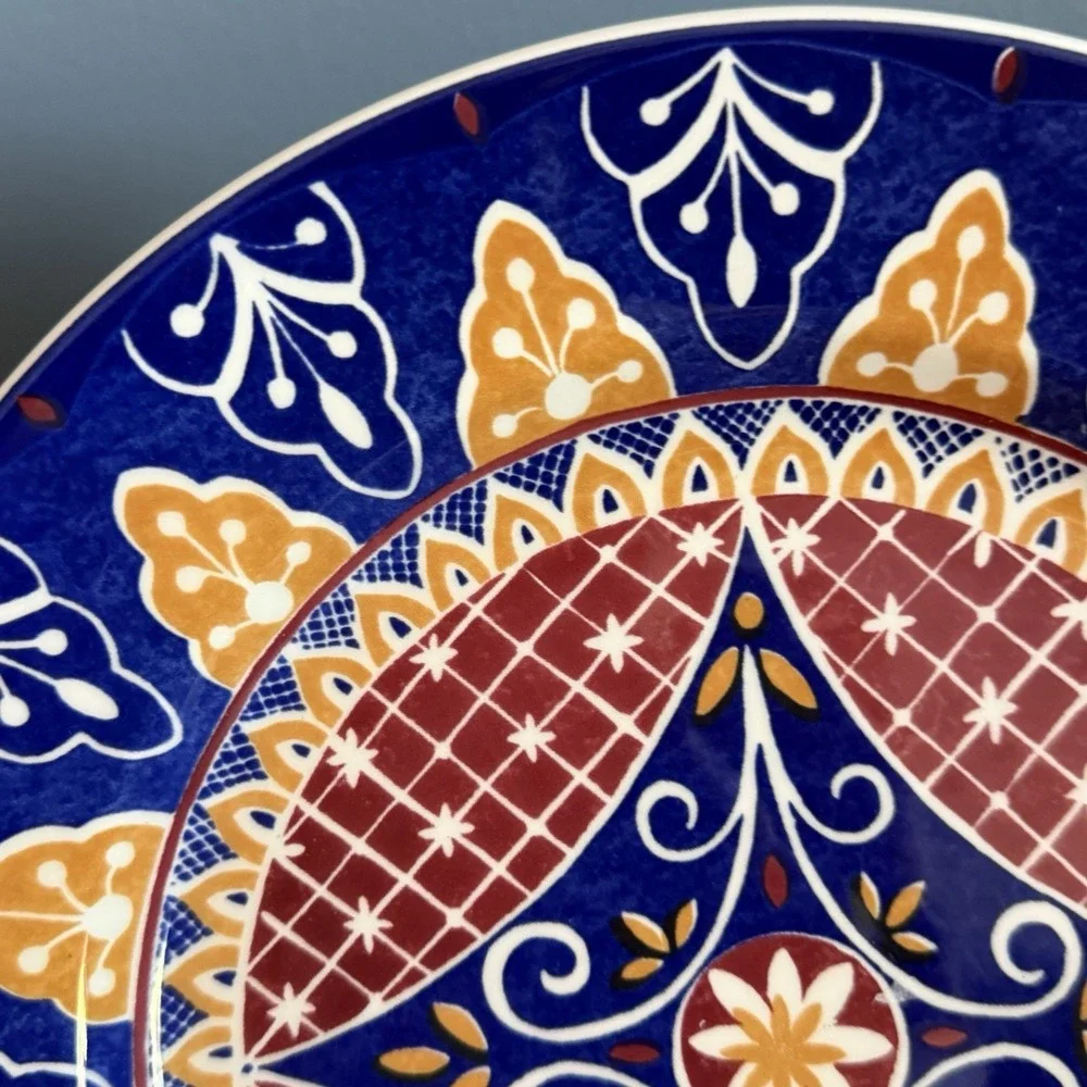Pier 1 Vizcaya Dinner Plates Set 2 Earthenware Italy 90s Mosaic Tuscan